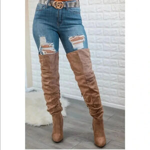 Stylish Tan Over the Knee Boots